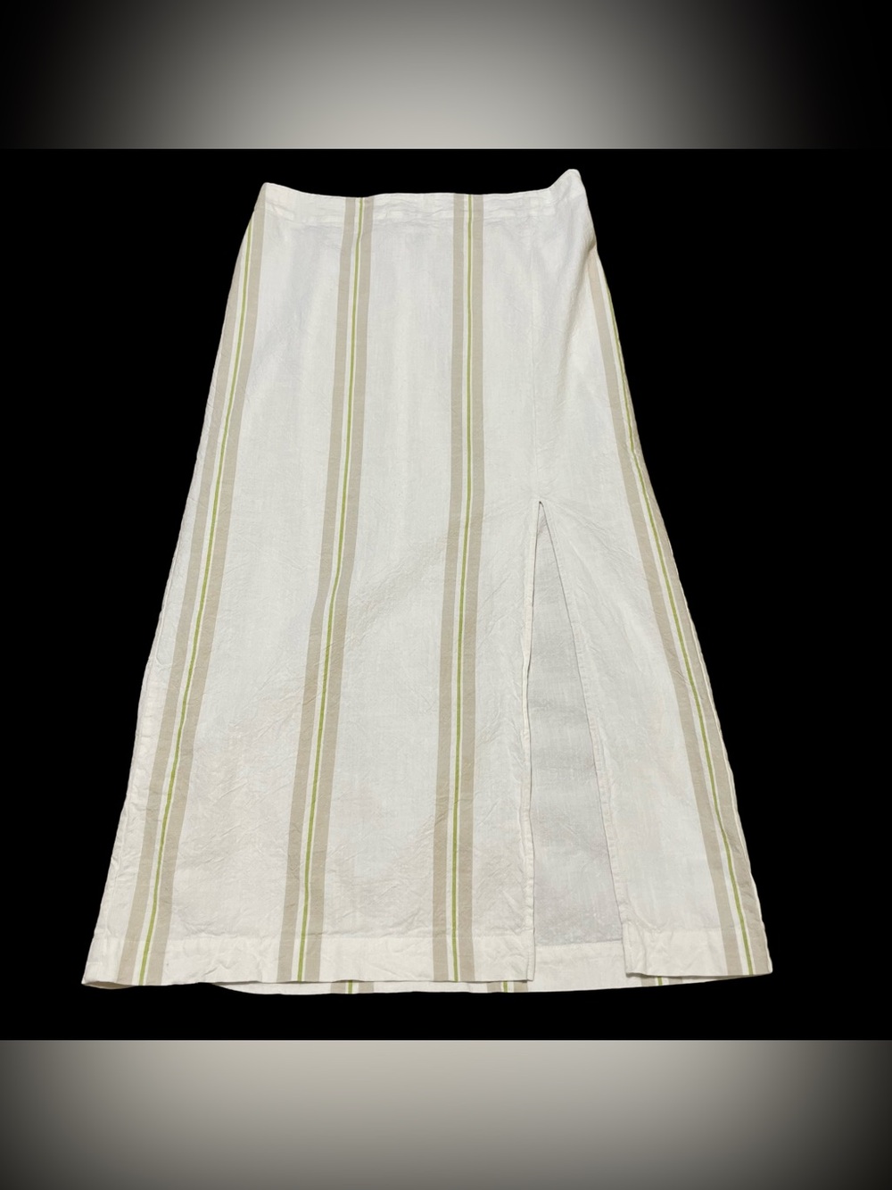 a new day Cream Maxi Skirt with Olive & Tan Vertical Stripes